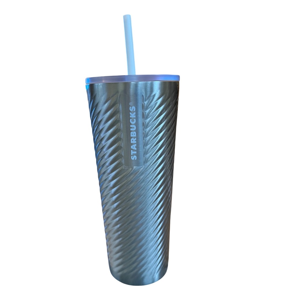 Starbucks Stainless Steel Venti Tumbler Swirl Design Straw 24 Oz 2022 Texured